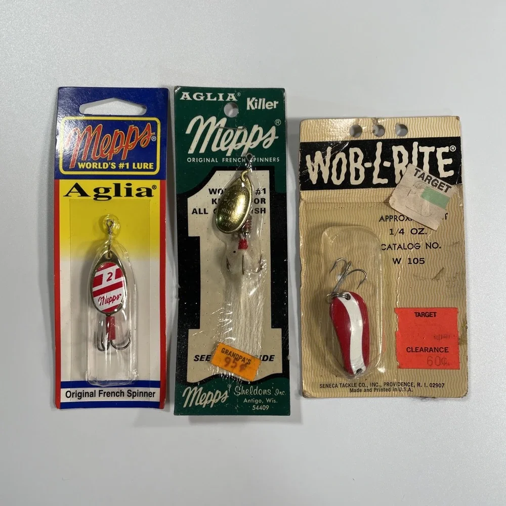 USA MADE Lot of 3 NEW Mepps Vintage 1/4 OZ W-105Wob-L-Rite Spoon Lure NIP
